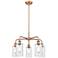 Clymer 21.88"W 5 Light Antique Copper Stem Hung Chandelier With Clear 