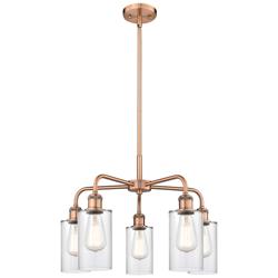 Clymer 21.88&quot;W 5 Light Antique Copper Stem Hung Chandelier With Clear