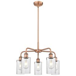 Clymer 21.88&quot;W 5 Light Antique Copper Stem Hung Chandelier With Seedy
