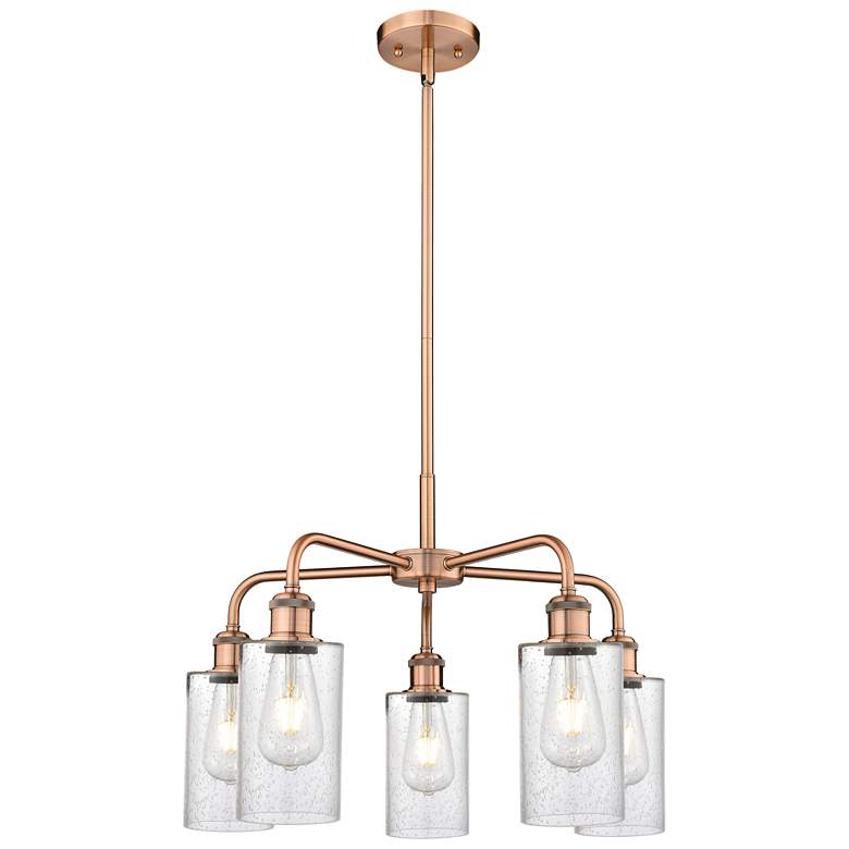 Image 1 Clymer 21.88"W 5 Light Antique Copper Stem Hung Chandelier With Seedy