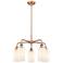 Clymer 21.88"W 5 Light Antique Copper Stem Hung Chandelier With White 