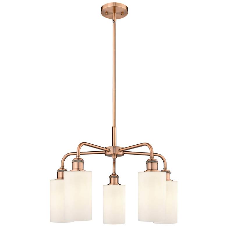 Image 1 Clymer 21.88"W 5 Light Antique Copper Stem Hung Chandelier With White