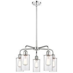 Clymer 21.88&quot;W 5 Light Polished Chrome Stem Hung Chandelier w/ Clear S