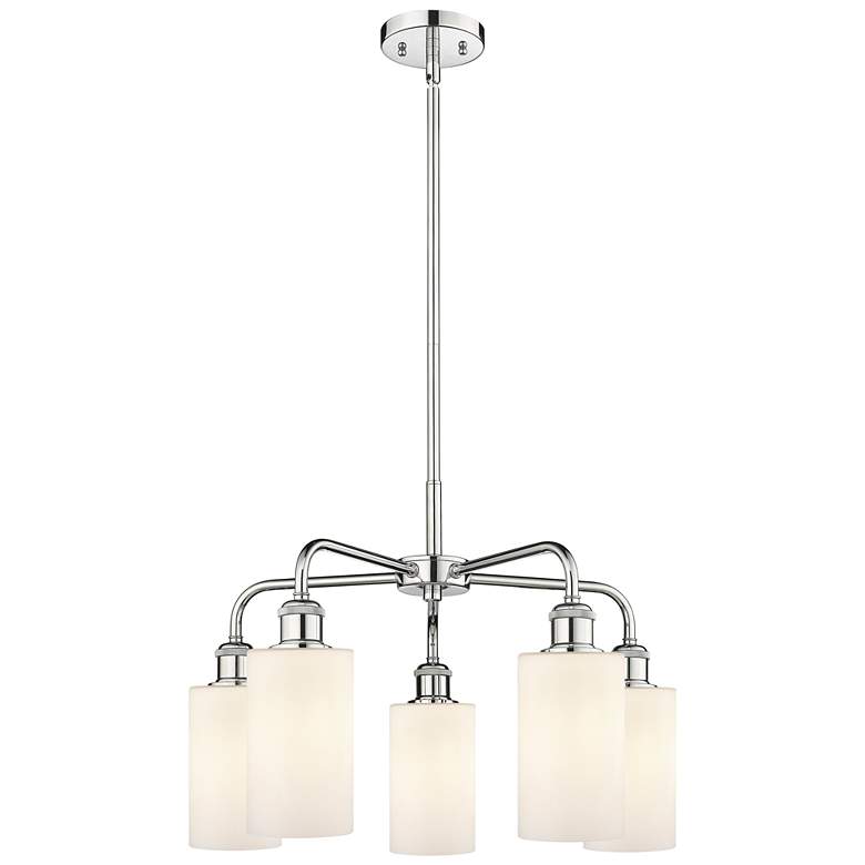 Image 1 Clymer 21.88"W 5 Light Polished Chrome Stem Hung Chandelier w/ White S