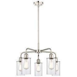 Clymer 21.88&quot;W 5 Light Polished Nickel Stem Hung Chandelier w/ Clear S