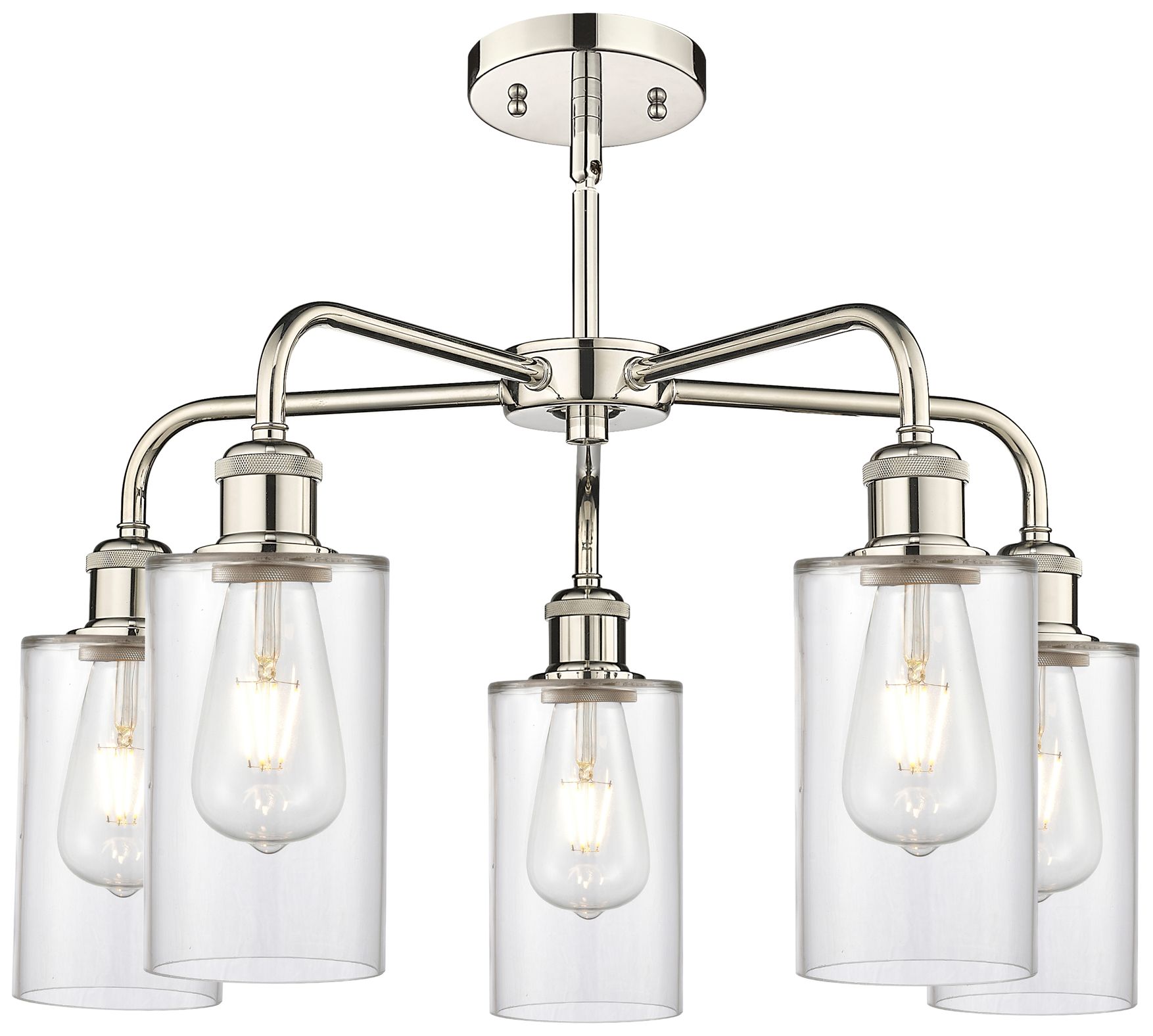 Image 2 Clymer 21.88"W 5 Light Polished Nickel Stem Hung Chandelier w/ Clear S more views