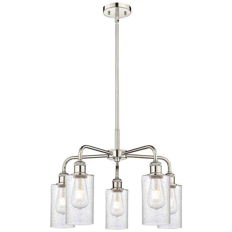 Image 1 Clymer 21.88"W 5 Light Polished Nickel Stem Hung Chandelier w/ Seedy S