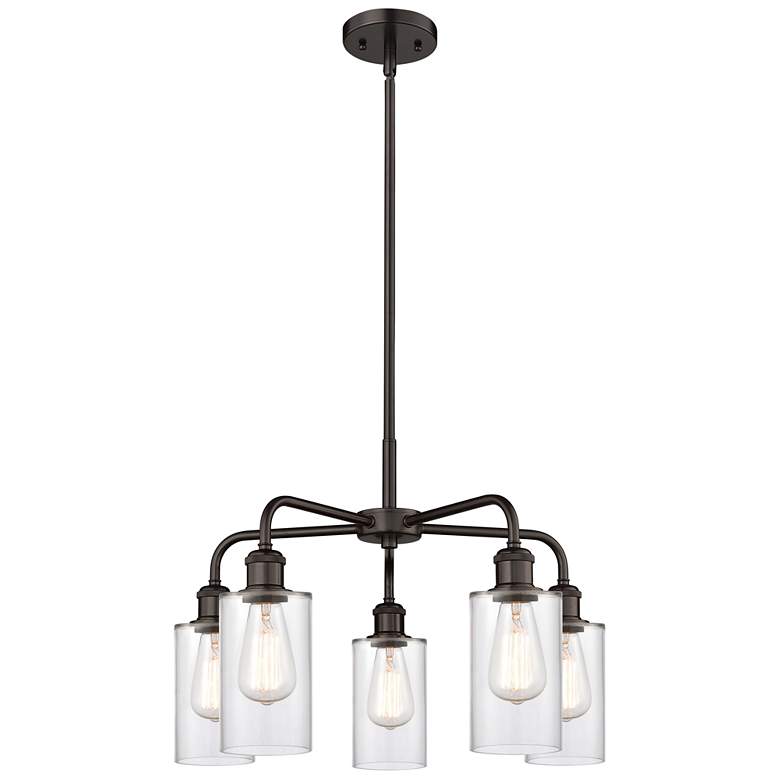 Image 1 Clymer 21.88"W 5 Light Rubbed Bronze Stem Chandelier w/ Clear Shade