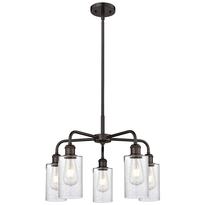 Image 1 Clymer 21.88"W 5 Light Rubbed Bronze Stem Chandelier w/ Seedy Shade