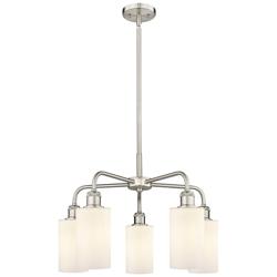 Clymer 21.88&quot;W 5 Light Satin Nickel Stem Hung Chandelier With White Sh