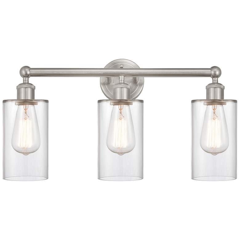 Image 1 Clymer 22" 3-Light Brushed Satin Nickel Bath Light w/ Clear Shade
