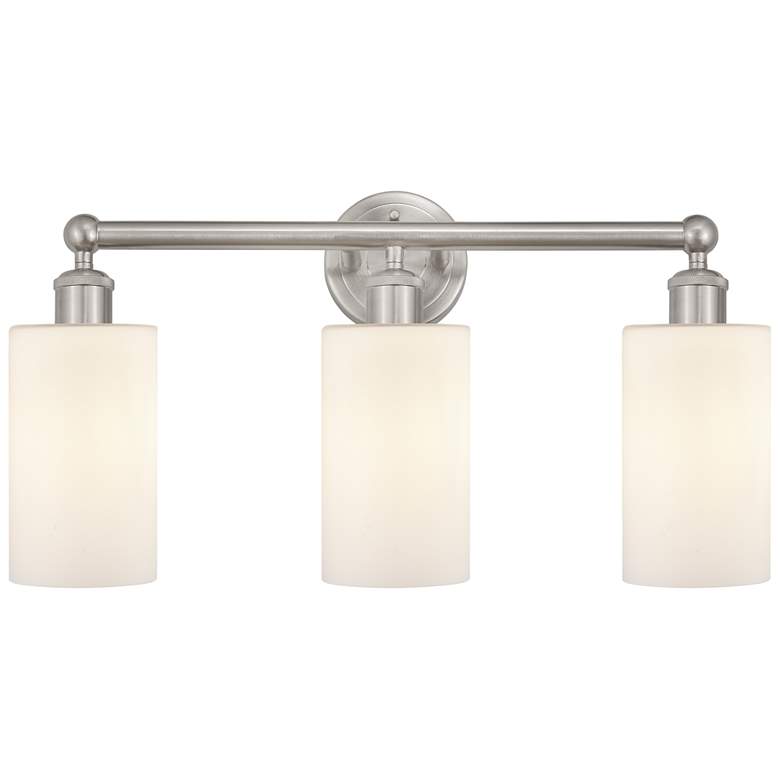 Image 1 Clymer 22" 3-Light Brushed Satin Nickel Bath Light w/ Matte White Shad