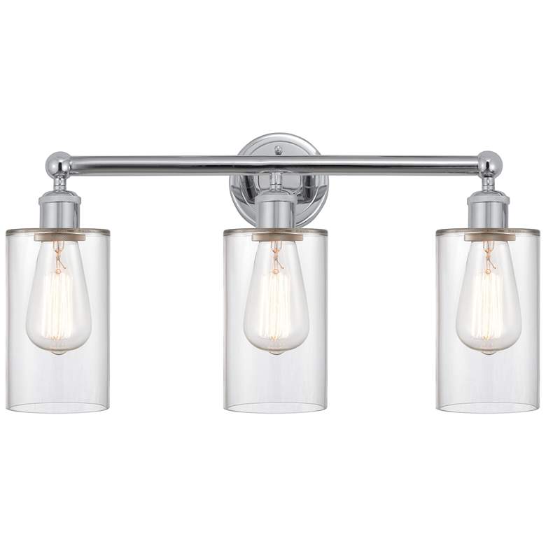 Image 1 Clymer 22" 3-Light Polished Chrome Bath Light w/ Clear Shade
