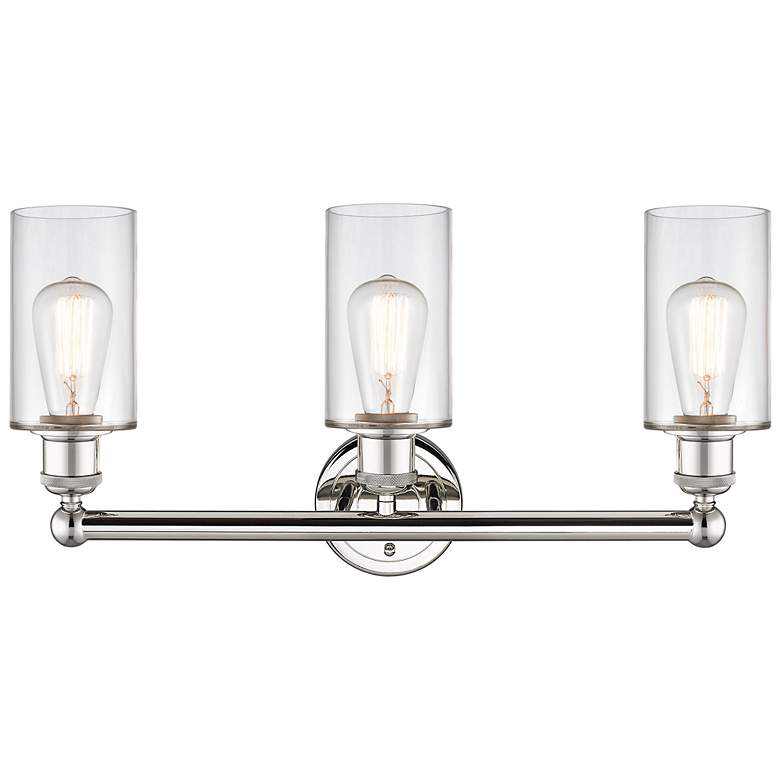 Image 3 Clymer 22" Wide Polished Nickel and Clear 3-Light Bath Light more views