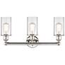 3_Clymer 22" Wide Polished Nickel and Clear 3-Light Bath Light more views