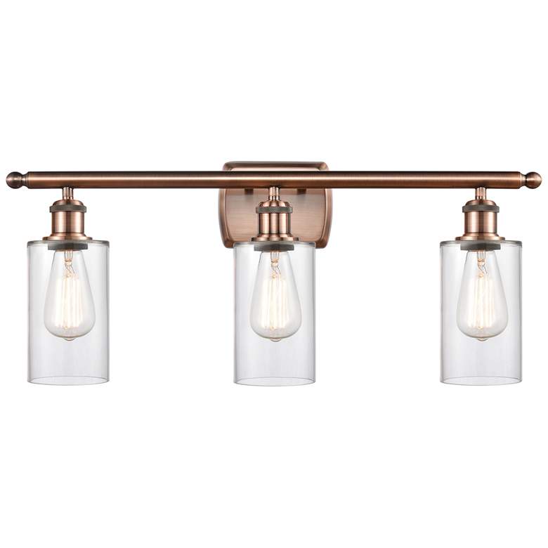 Image 1 Clymer 26" 3-Light Antique Copper Bath Light w/ Clear Shade