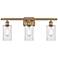 Clymer 26" 3-Light Brushed Brass Bath Light w/ Clear Shade