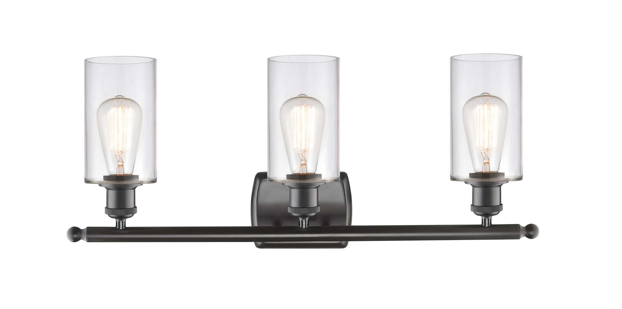 Image 2 Clymer 26" 3-Light Oil Rubbed Bronze Bath Light w/ Clear Shade more views