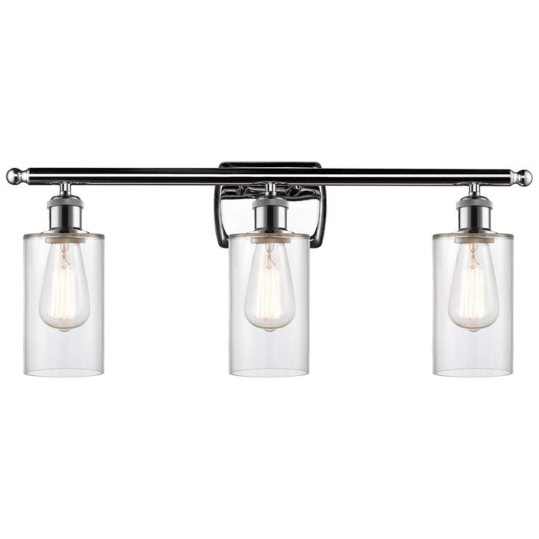Image 1 Clymer 26" 3-Light Polished Chrome Bath Light w/ Clear Shade