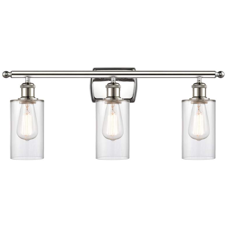 Image 1 Clymer 26" 3-Light Polished Nickel Bath Light w/ Clear Shade