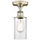 Clymer 3.88" Wide Antique Brass Semi.Flush Mount With Clear Glass Shad