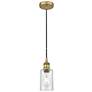 Clymer 3.88" Wide Brushed Brass Corded Mini Pendant w/ Seedy Shade