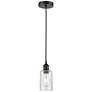 Clymer 3.88" Wide Matte Black Corded Mini Pendant With Seedy Shade