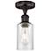 Clymer 3.88" Wide Oil Rubbed Bronze Semi.Flush Mount With Seedy Glass