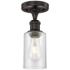 Clymer 3.88" Wide Oil Rubbed Bronze Semi.Flush Mount With Seedy Glass 