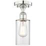 Clymer 3.88" Wide Polished Nickel Semi.Flush Mount With Clear Glass Sh