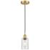 Clymer 3.88" Wide Satin Gold Corded Mini Pendant With Seedy Shade