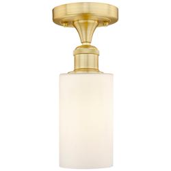 Clymer 3.88&quot; Wide Satin Gold Semi.Flush Mount With Matte White Glass S