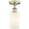 Clymer 3.88"W Antique Brass Semi.Flush Mount With Matte White Glass Sh