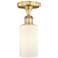 Clymer 3.88"W Brushed Brass Semi.Flush Mount With Matte White Glass Sh