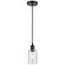 Clymer 3.88"W Oil Rubbed Bronze Corded Mini Pendant w/ Seedy Shade