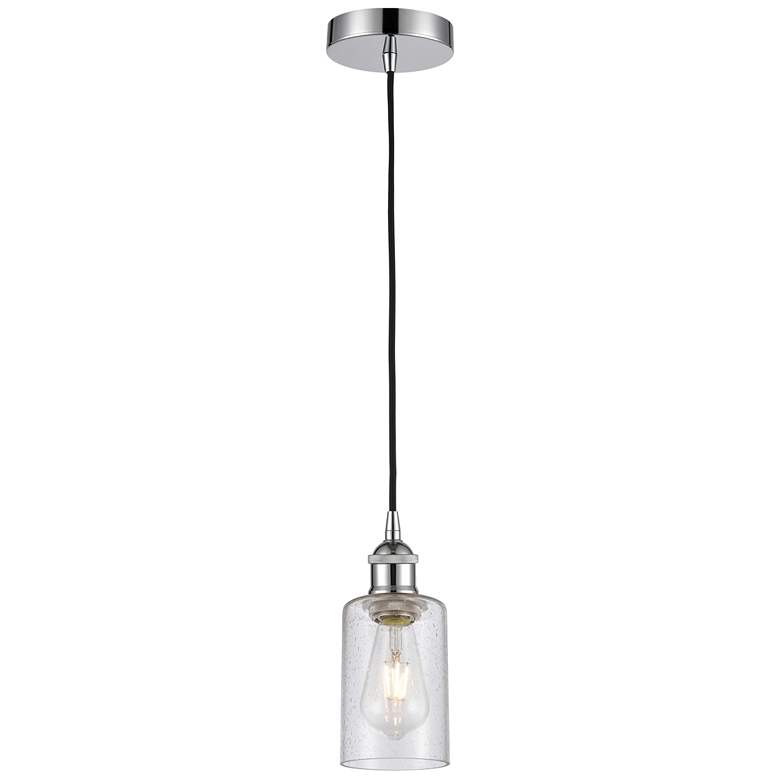 Image 1 Clymer 3.88"W Polished Chrome Corded Mini Pendant w/ Seedy Shade