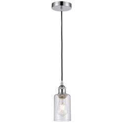 Clymer 3.88&quot;W Polished Chrome Corded Mini Pendant w/ Seedy Shade