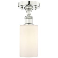 Clymer 3.88&quot;W Polished Nickel Semi.Flush Mount With Matte White Glass