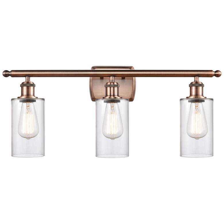 Image 1 Clymer 3 Light 26 inch LED Bath Light - Antique Copper - Clear Shade
