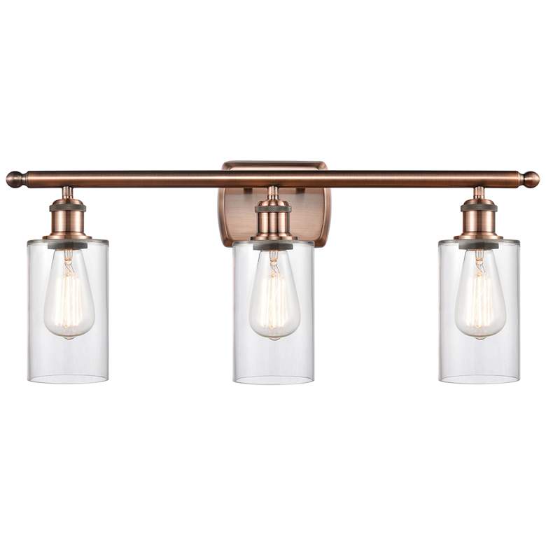 Image 1 Clymer 3 Light 26" LED Bath Light - Antique Copper - Clear Shade