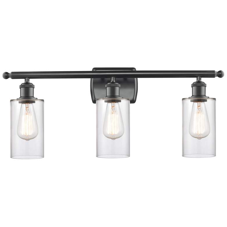 Image 1 Clymer 3 Light 26" LED Bath Light - Matte Black - Clear Shade