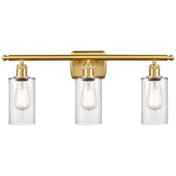 Clymer 3 Light 26" LED Bath Light - Satin Gold - Clear Shade