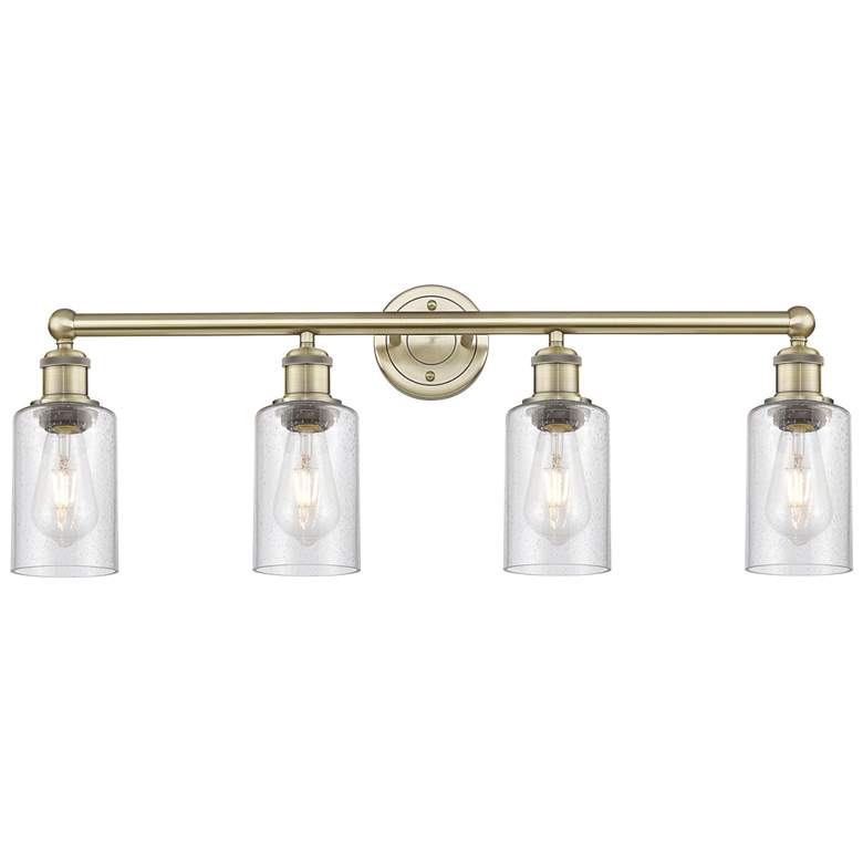 Image 1 Clymer 30.88" Wide 4 Light Antique Brass Bath Vanity Light With Seedy