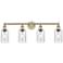 Clymer 30.88" Wide 4 Light Antique Brass Bath Vanity Light With Seedy