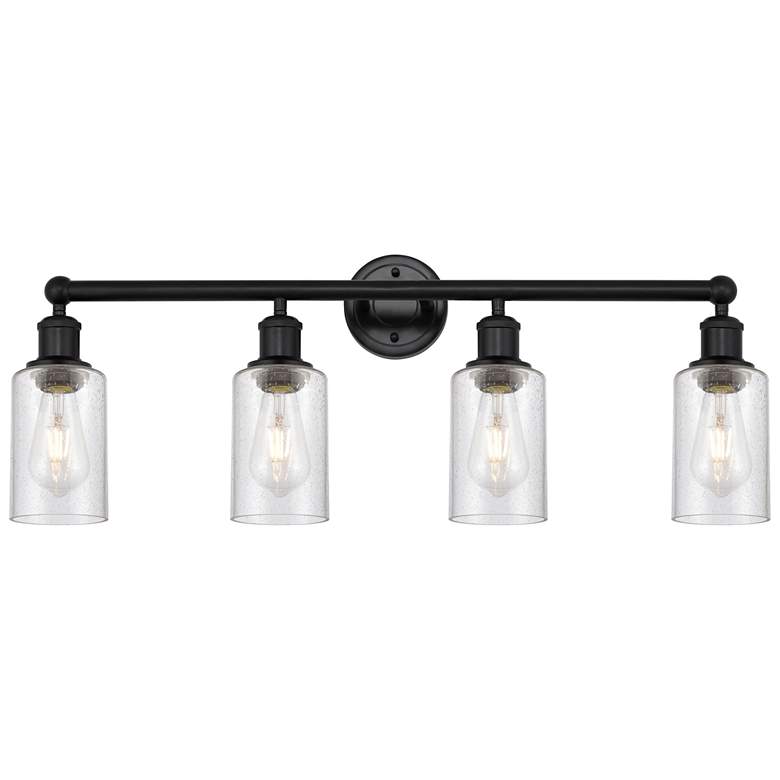 Image 1 Clymer 30.88" Wide 4 Light Matte Black Bath Vanity Light With Seedy Sh