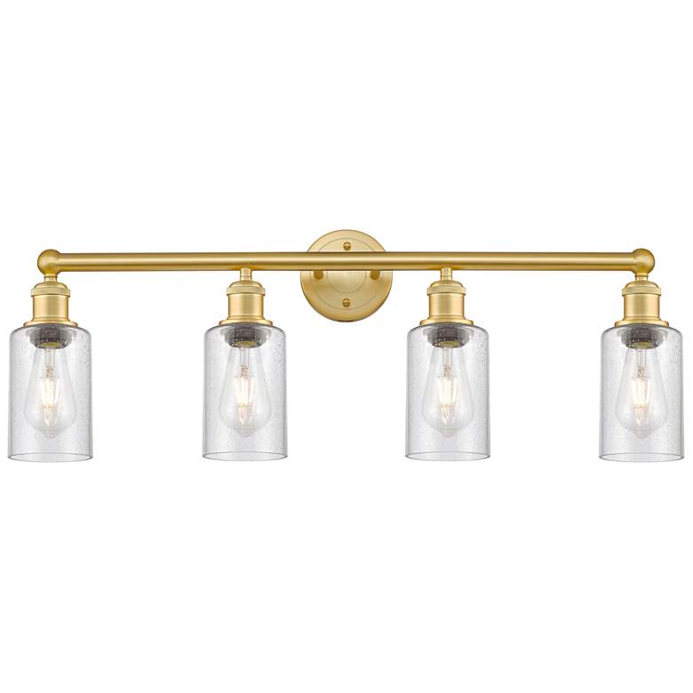 Image 1 Clymer 30.88" Wide 4 Light Satin Gold Bath Vanity Light With Seedy Sha