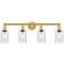 Clymer 30.88" Wide 4 Light Satin Gold Bath Vanity Light With Seedy Sha