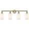 Clymer 30.88"W 4 Light Antique Brass Bath Vanity Light With White Shad