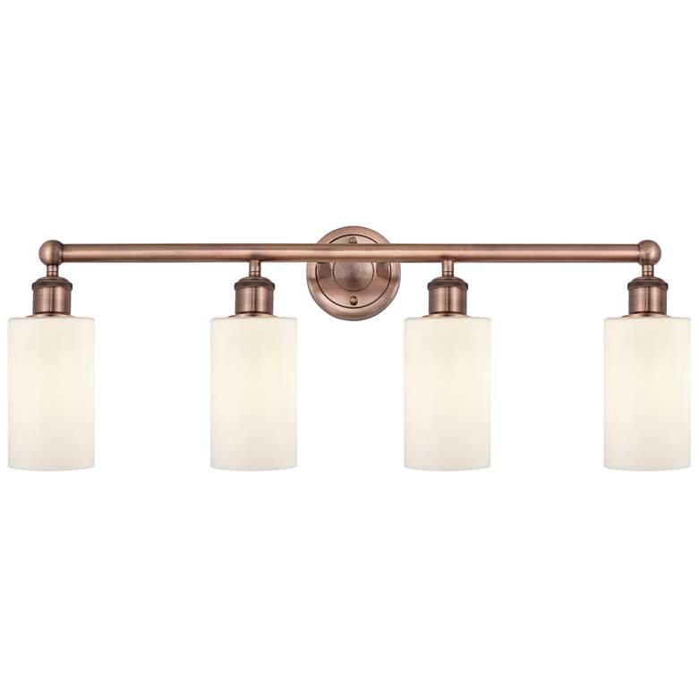 Image 1 Clymer 30.88"W 4 Light Antique Copper Bath Vanity Light With White Sha