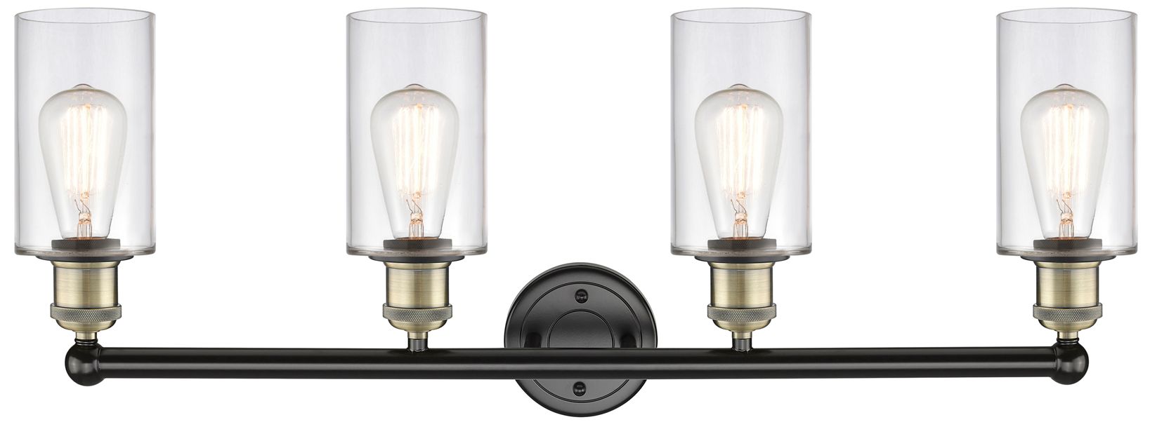 Image 2 Clymer 30.88"W 4 Light Black Antique Brass Bath Light With Clear Shade more views